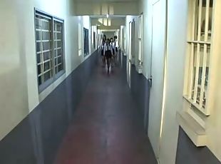 Perverted officers humble prisoners with anal strap-on sex and facesitting