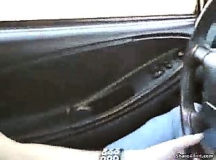 Lucky dude get sucked by his girlfriend in his mustang car