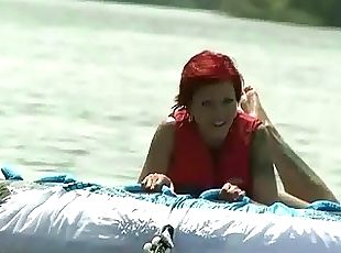 Hot redhead gets anal fucked on boat
